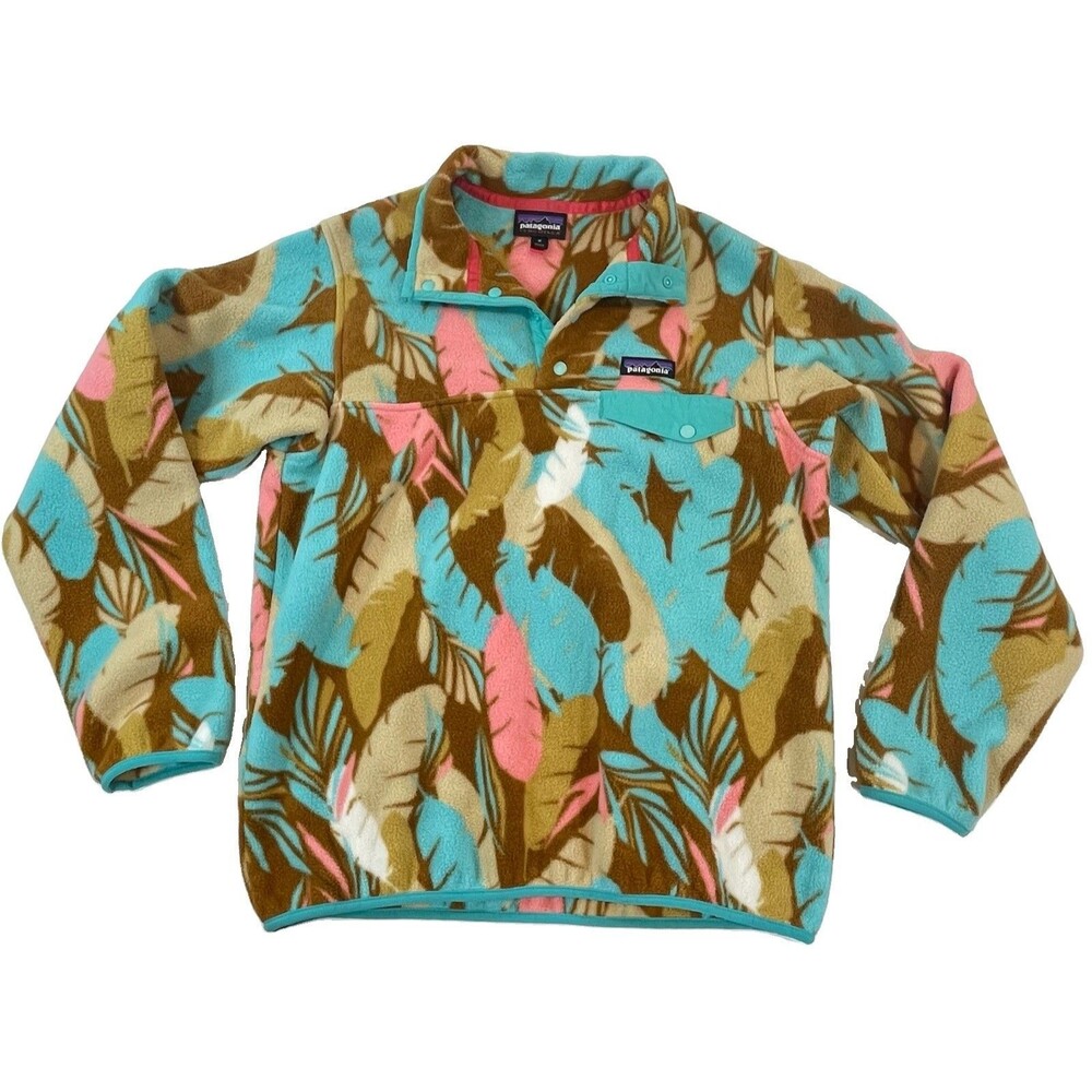 Patagonia Synchilla Snap T Fleece Pullover Feather Dance Brown Print 25455 M
